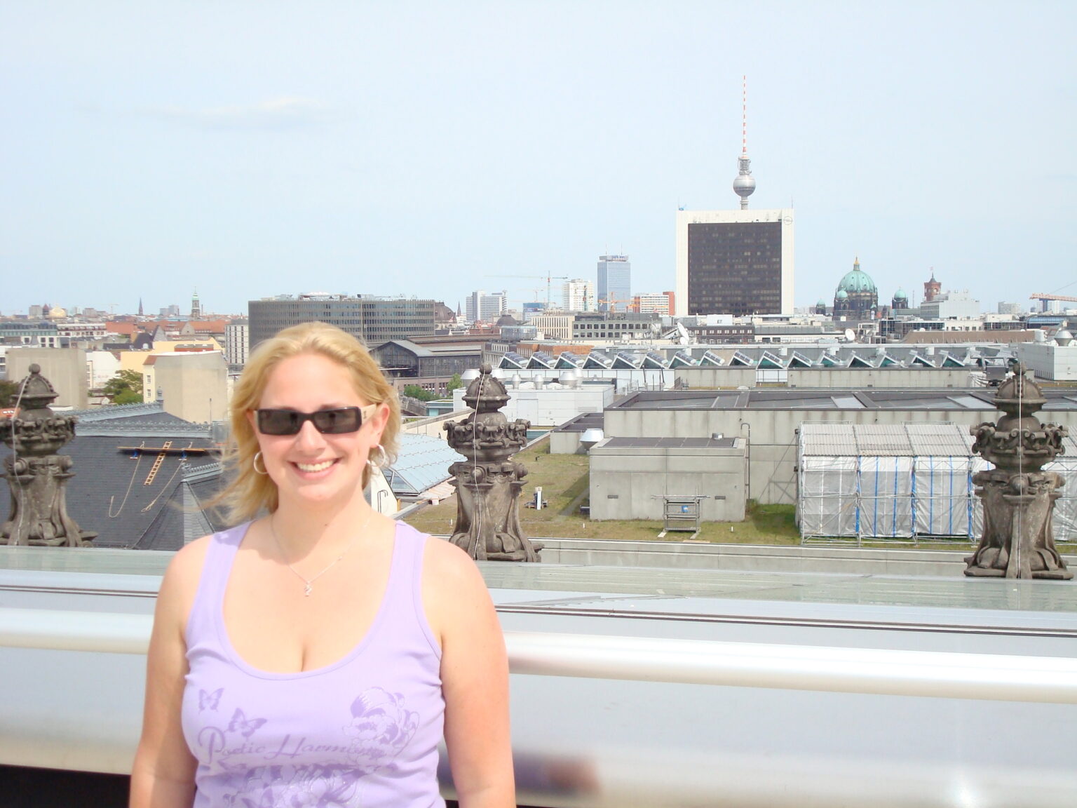 Laura in front of the TV Tower in Berlin, Germany